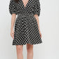 Meet Me In Santorini “Midnight Weave” Short Sleeve Dress-Black/White