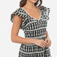 Greylin "Katty" Embroidery Eyelet Flutter Sleeve Dress- Black