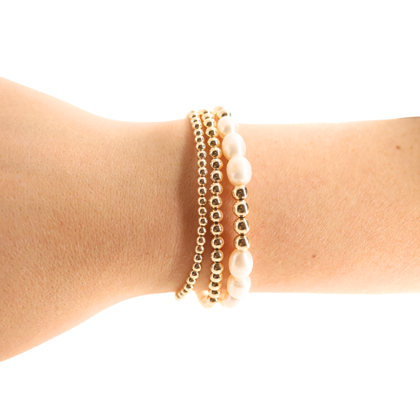 Beaded Blondes "Willow" Pearl  Gold Bracelet -Standard 6.75"