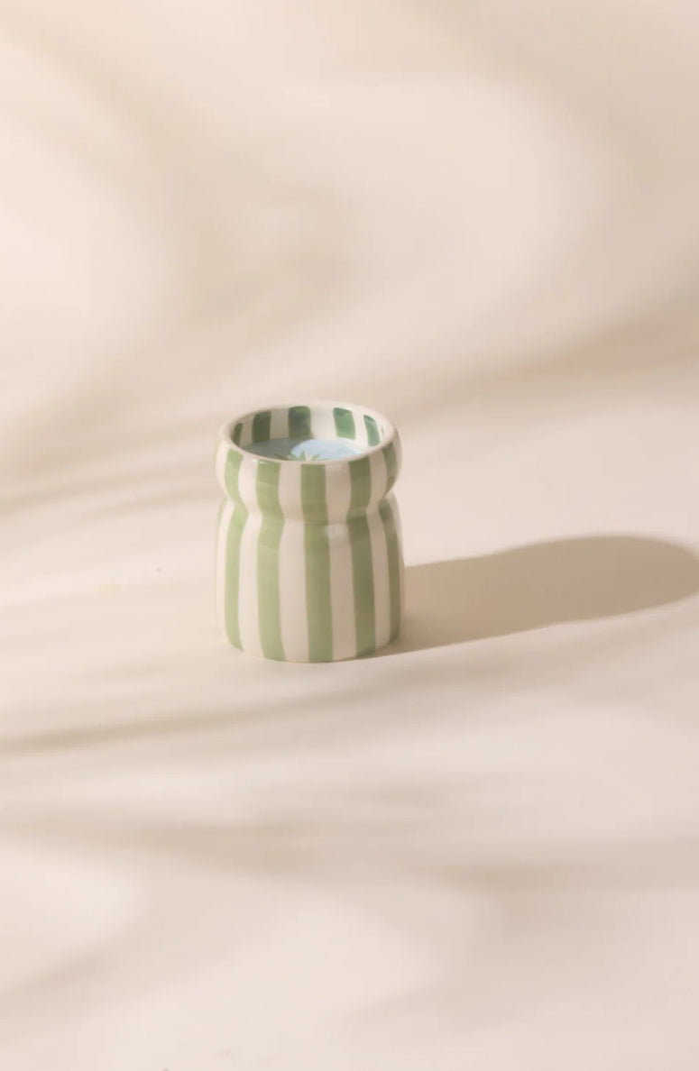 Paddywax “Bora Bora” Cabana Sage Striped Candle - 6.5oz