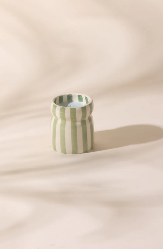 Paddywax “Bora Bora” Cabana Sage Striped Candle - 6.5oz