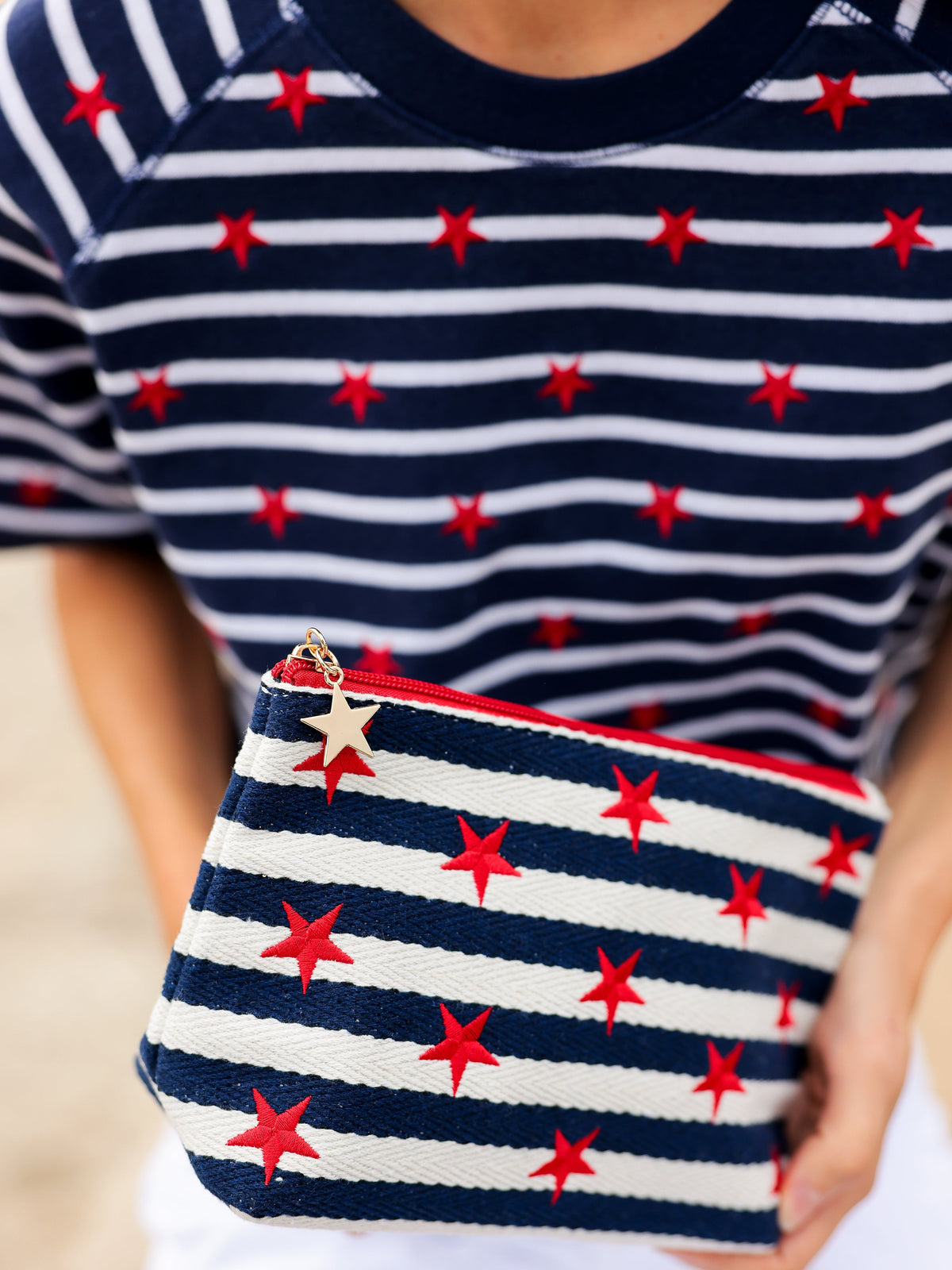 Shiraleah "Morgan Stars" Zip Pouch-Navy