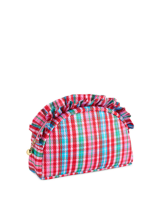 Shiraleah Plaid Large Ruffle Zip Pouch-Multi