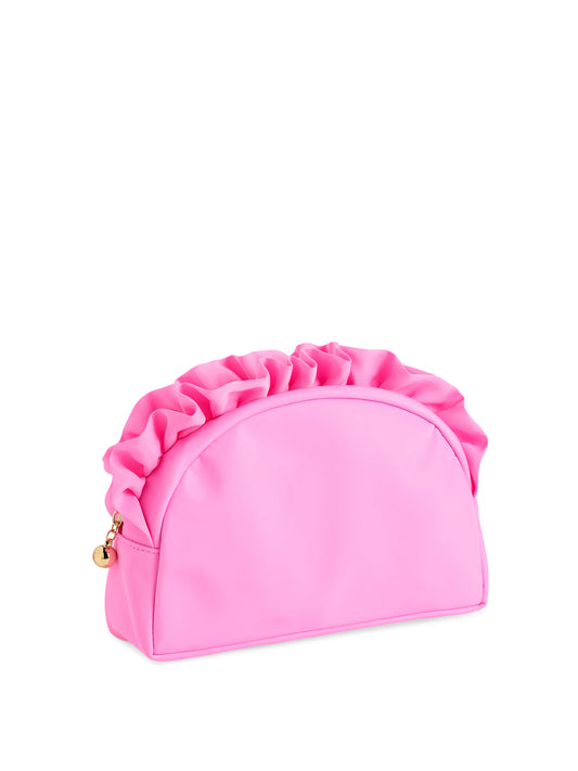 Shiraleah Solid Ruffle Large Zip Pouch-Pink