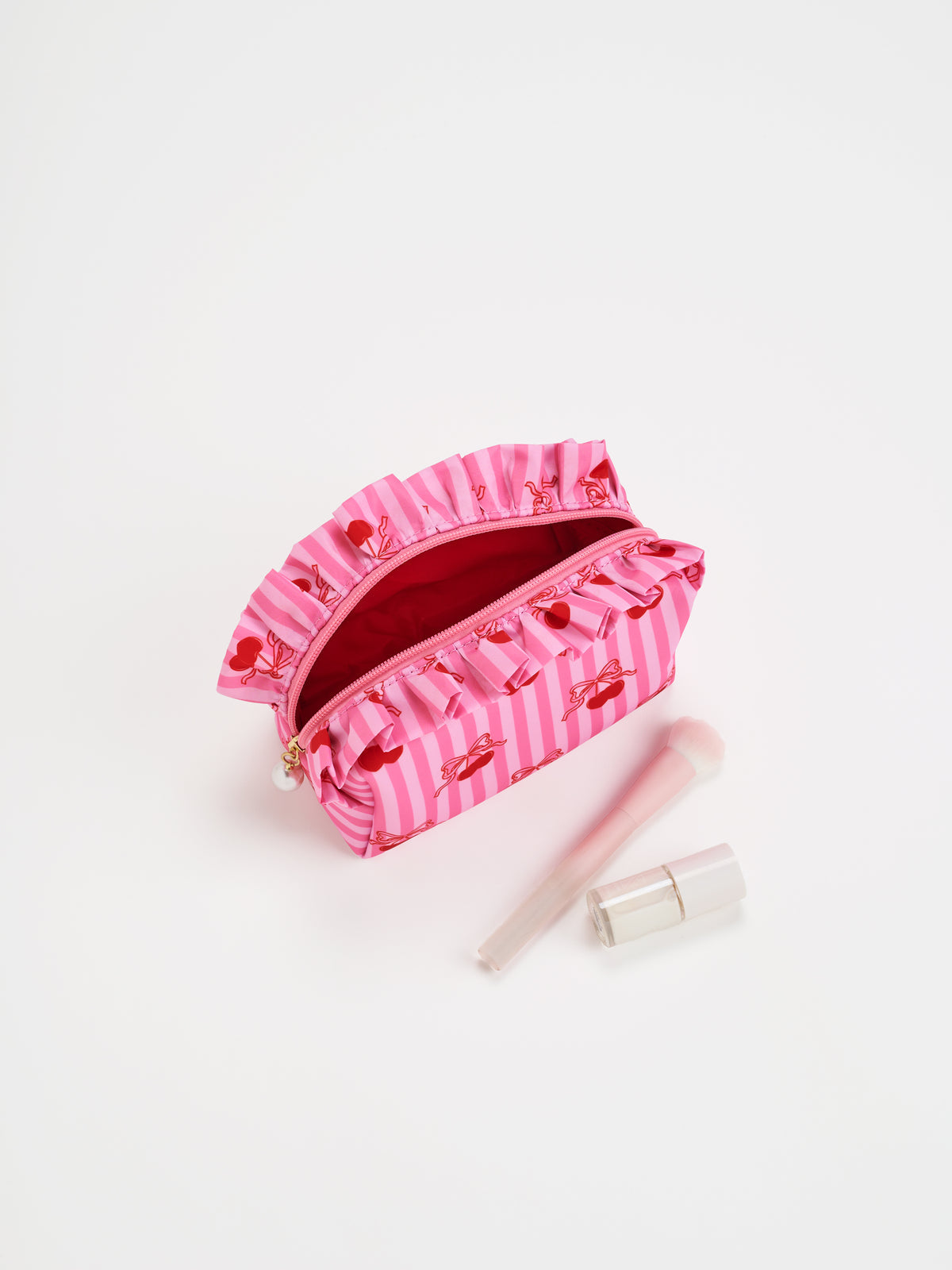 Shiraleah Cherry Small Boxy Zip Pouch-Pink