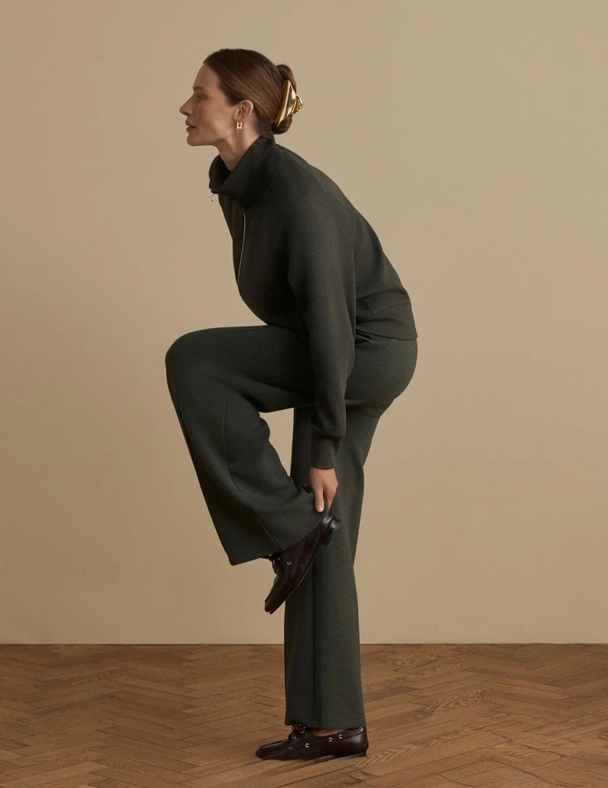 Varley “The Wide Leg” 30” Pant- Olive Marl