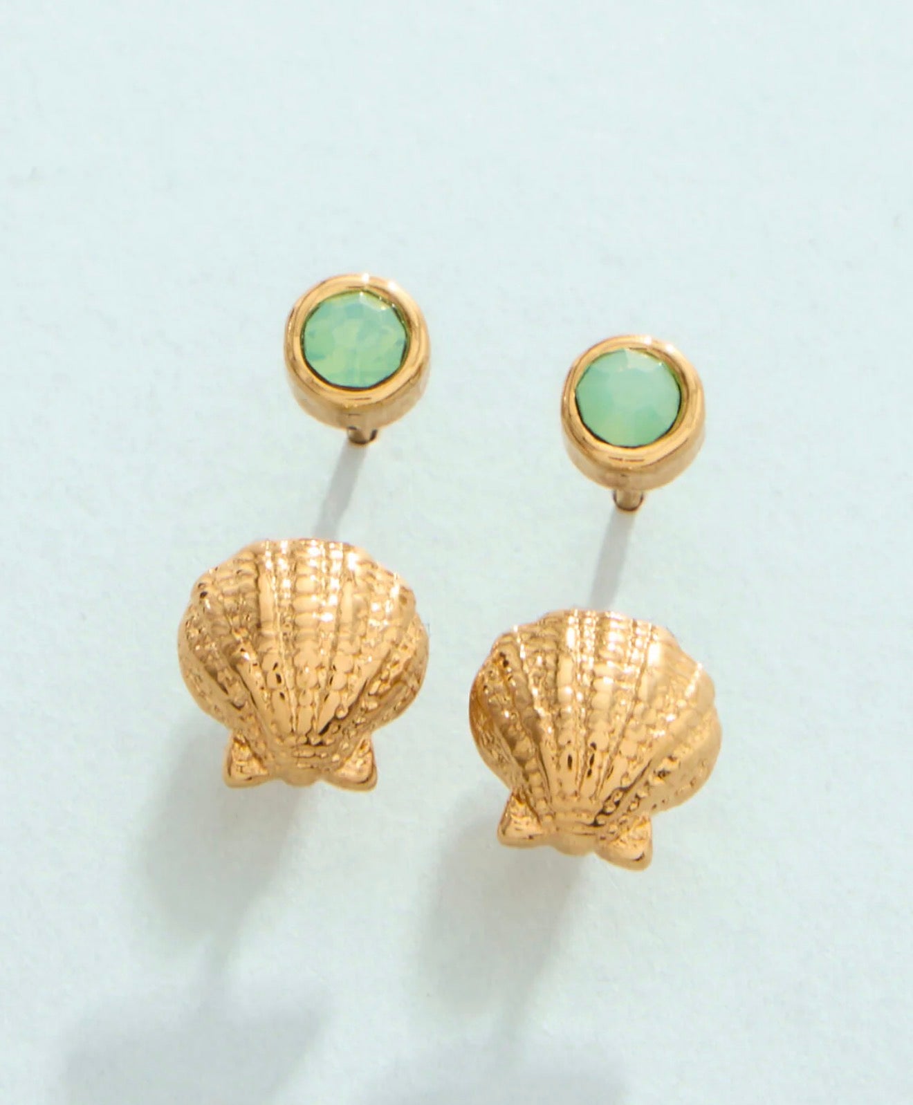 Spartina 449 SP Little Shell Stud Earrings-Gold/Sea Foam