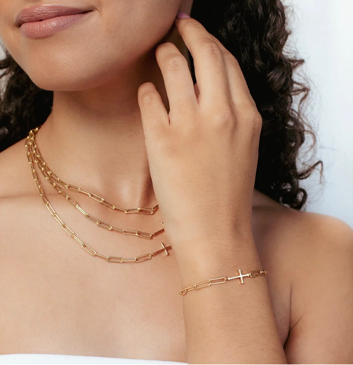 Rizen Chain Breaker Cross Bracelet-Gold