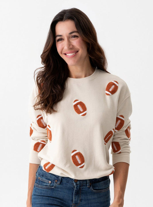 Shiraleah "Football" Sweatshirt- Putty