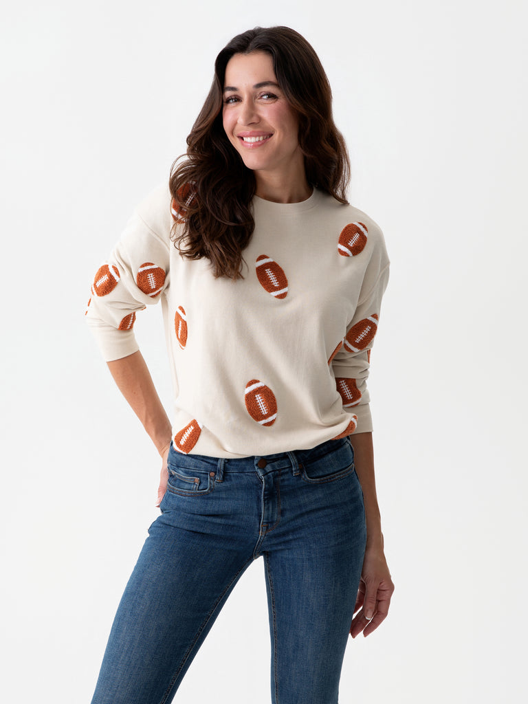 Shiraleah "Football" Sweatshirt- Putty