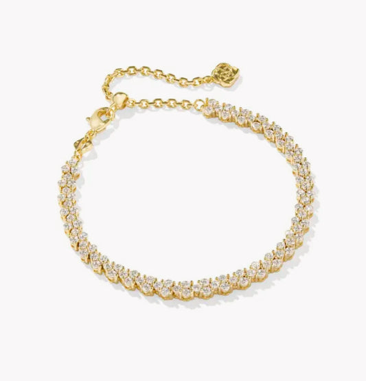 Kendra Scott Emery Tennis Bracelet-Gold White Crystal