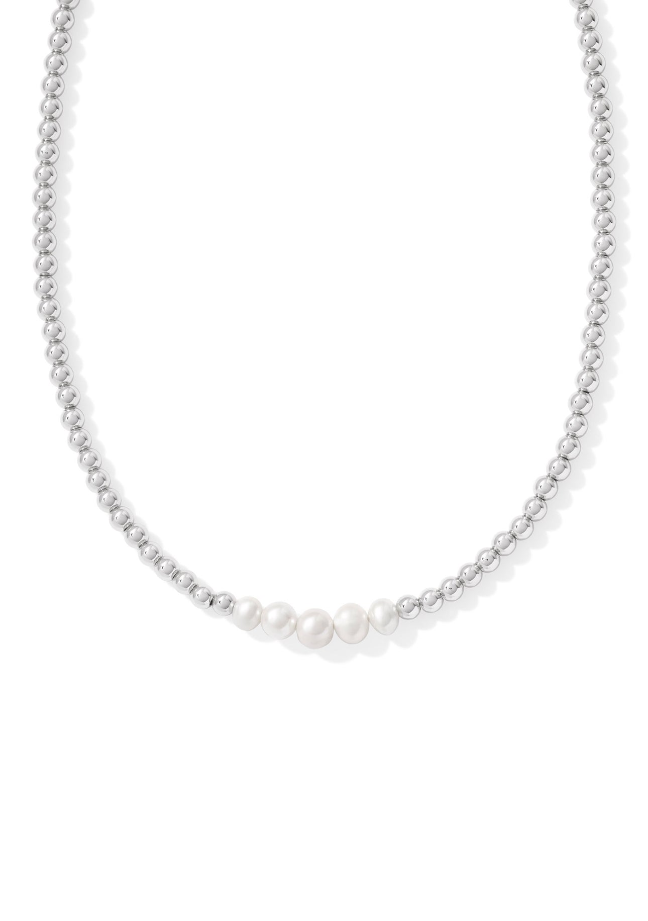 Kendra Scott Eve Beaded Strand Necklace-Silver White Pearl