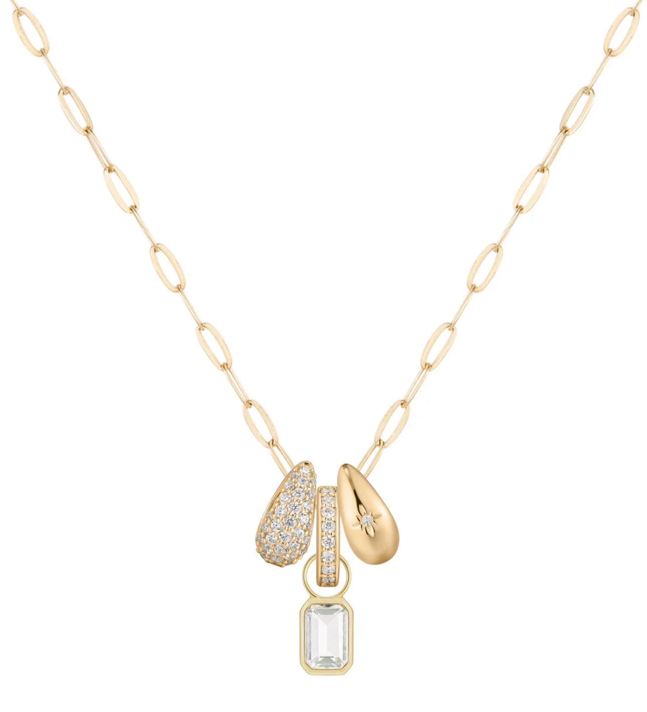 LeMel “Lucy” Bezel Charm Necklace-Gold