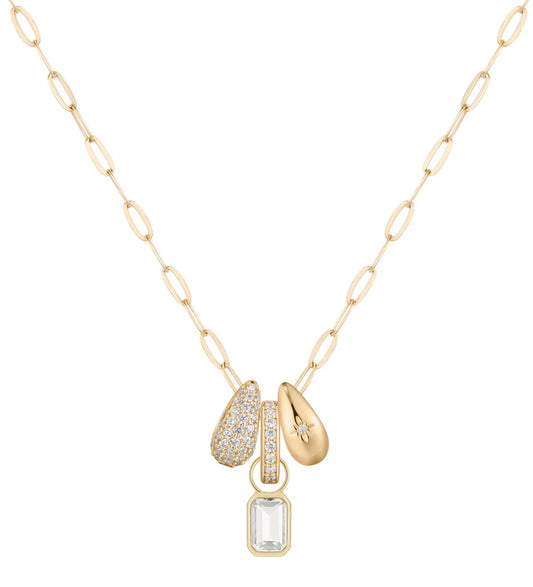 LeMel “Lucy” Bezel Charm Necklace-Gold
