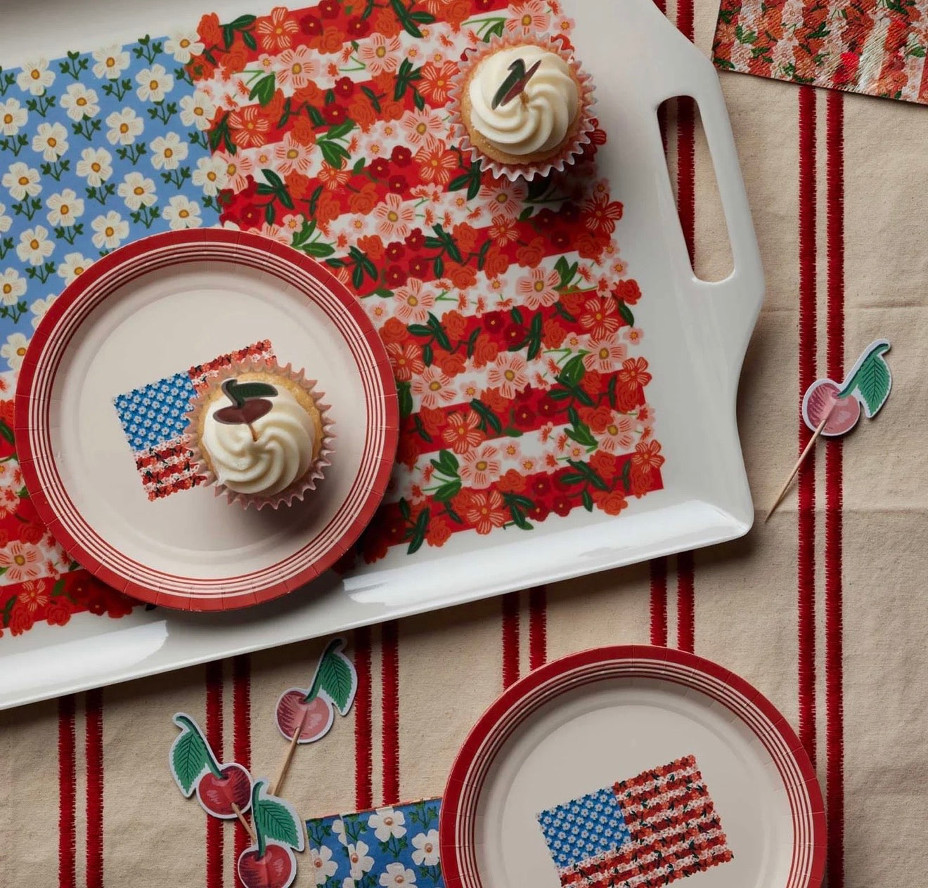 Rifle Paper Co. "Americana" Melamine Serving Platter with Handles