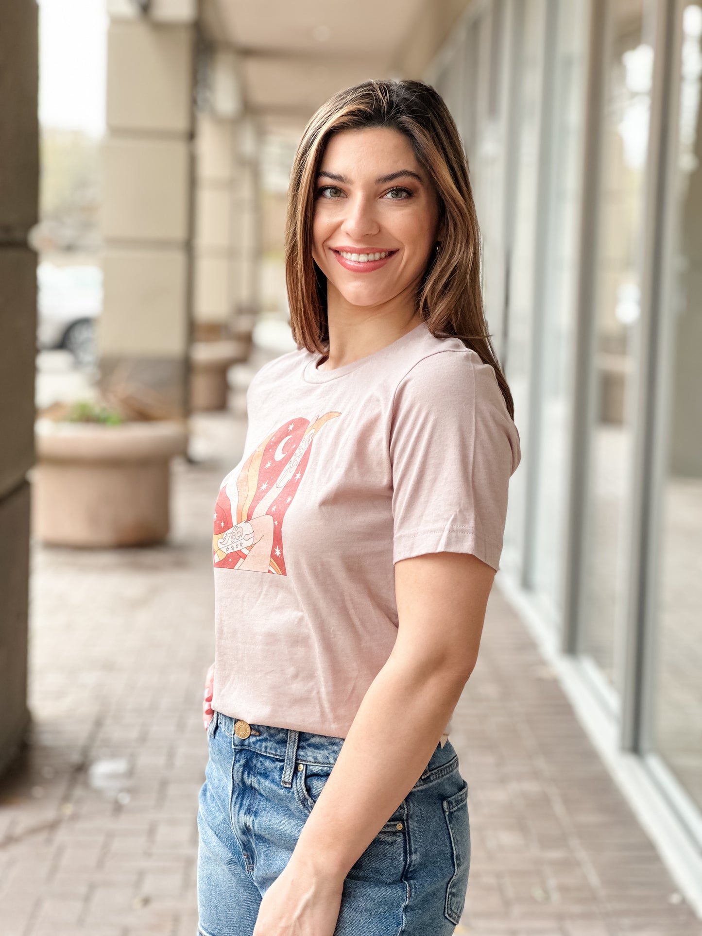 Deny Designs "Moon, Stars, & Boots" Blush Tee