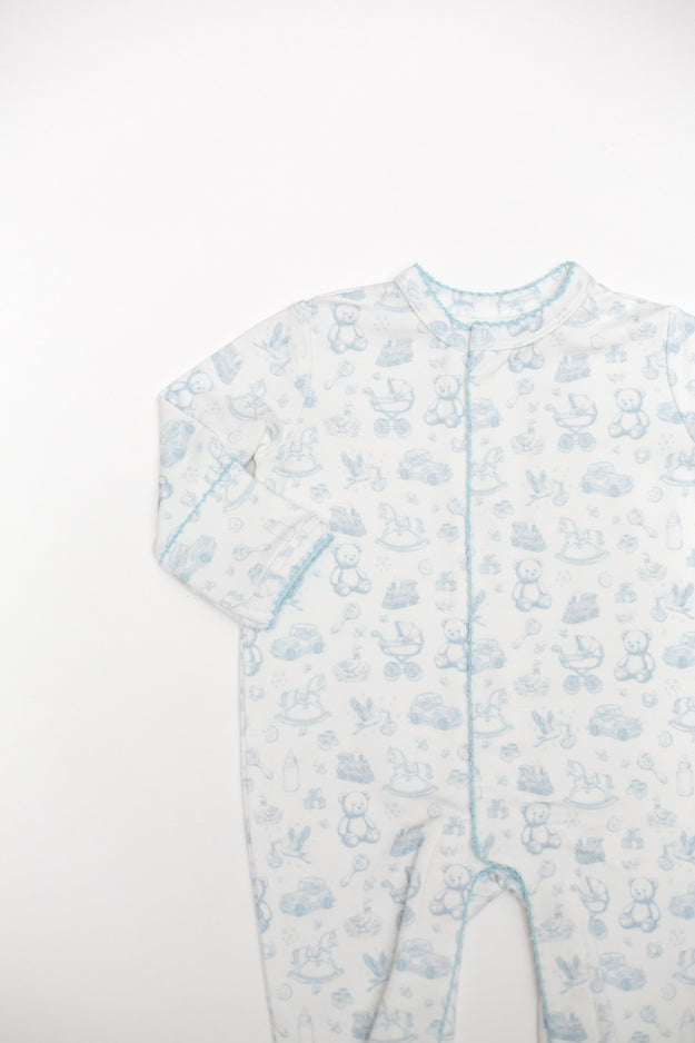 Bei Bei Snap Romper-Blue Toile