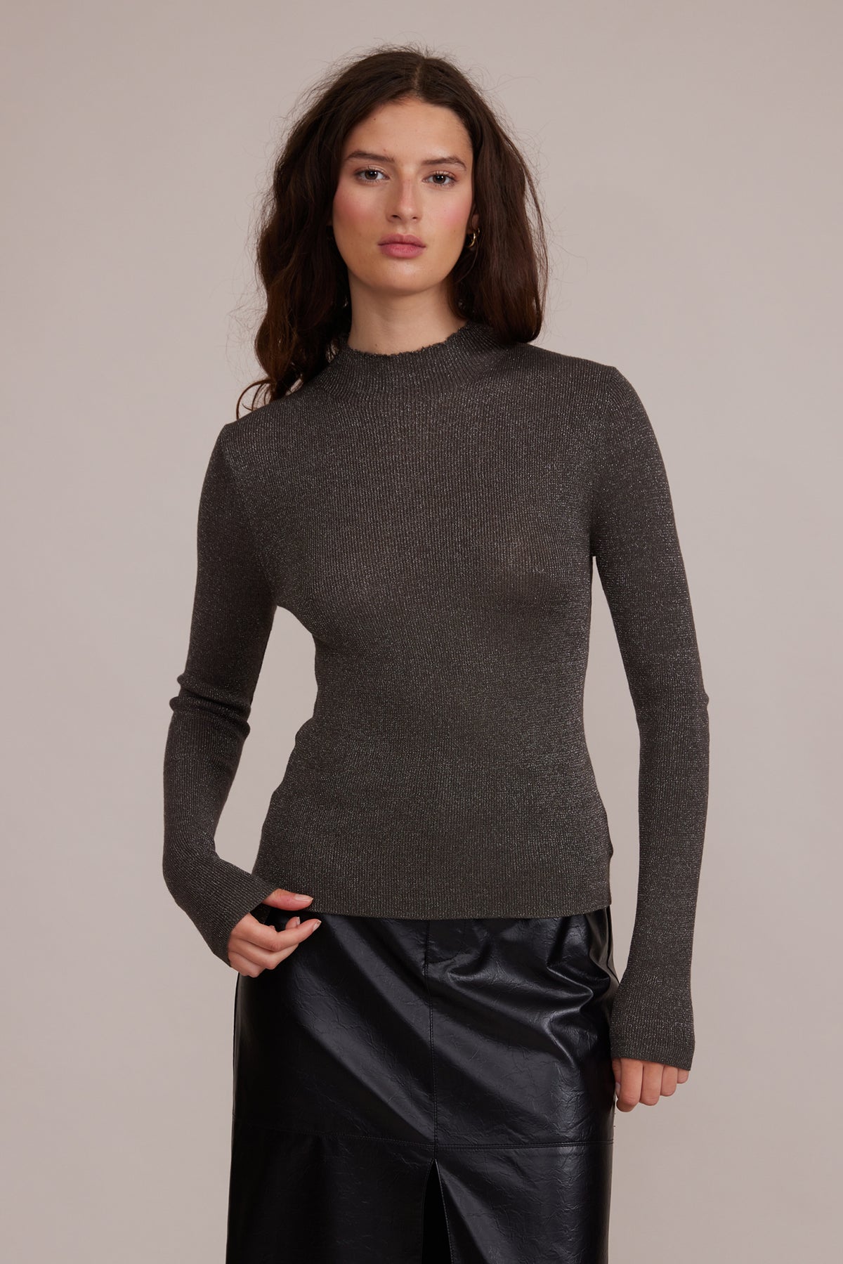 Lucy Paris "Susanna" Mockneck L/S Top-Grey