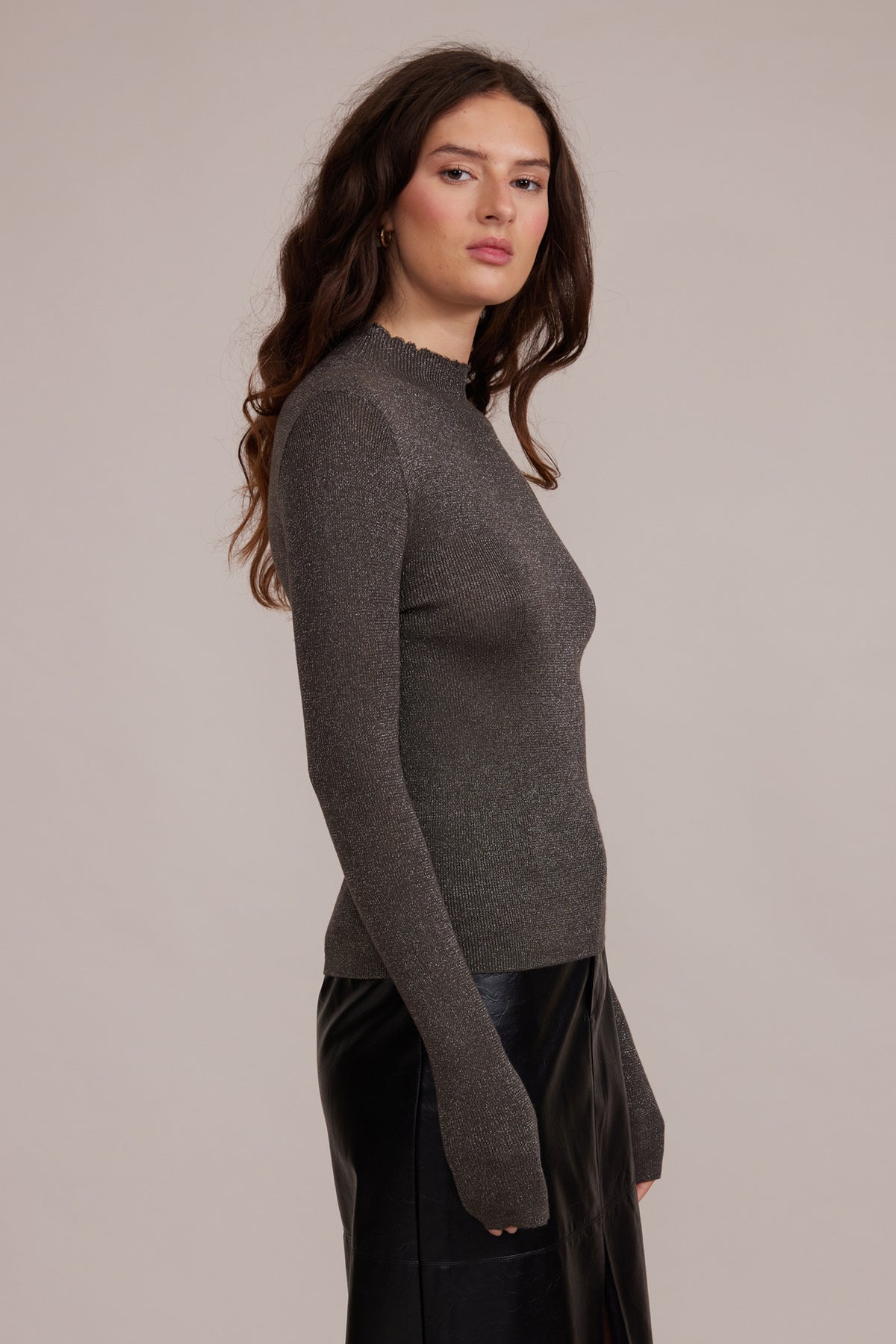 Lucy Paris "Susanna" Mockneck L/S Top-Grey