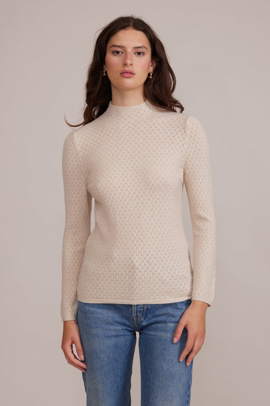 Lucy Paris "Ellis" Mockneck Top-Beige