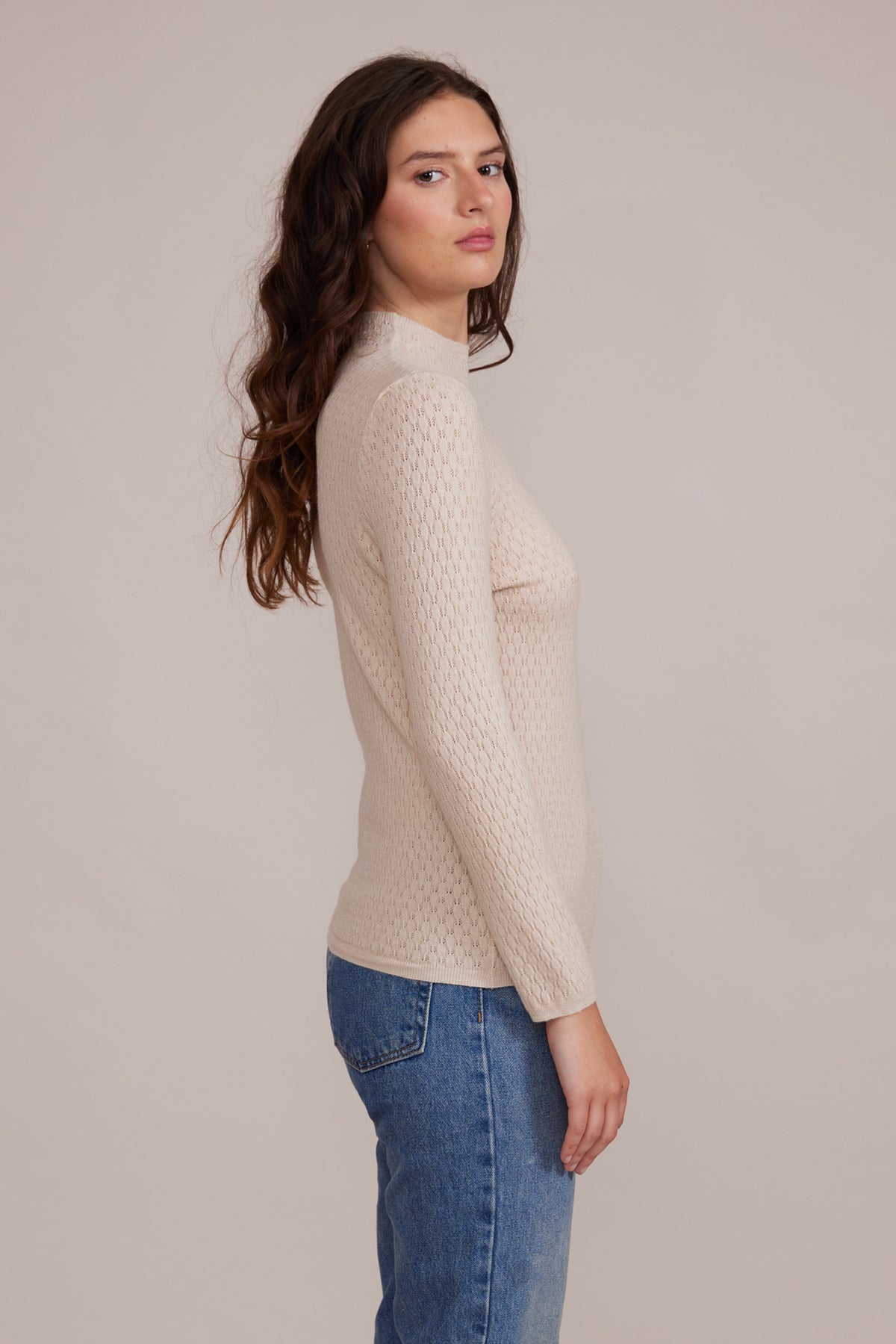 Lucy Paris "Ellis" Mockneck Top-Beige