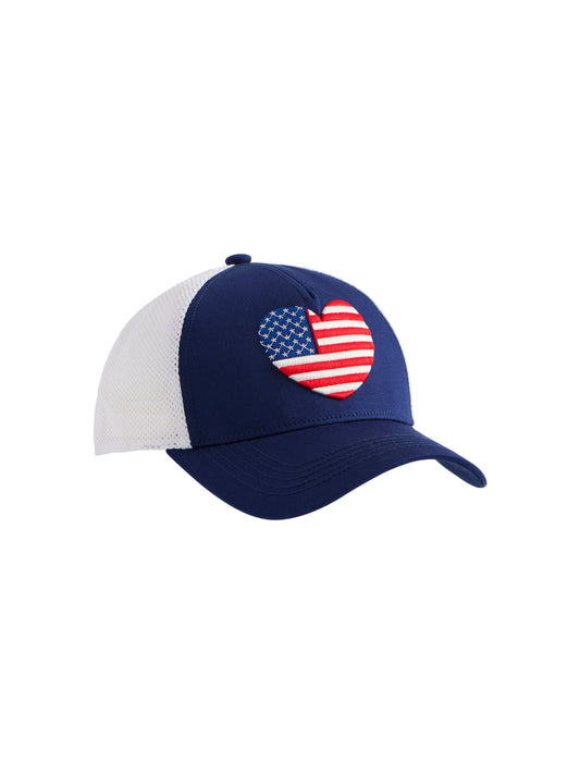 Shiraleah "Heart Flag" Trucker Hat-Navy