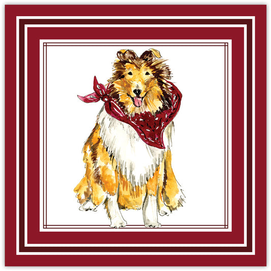 Rosanne Beck Cocktail Napkins- Maroon Collie