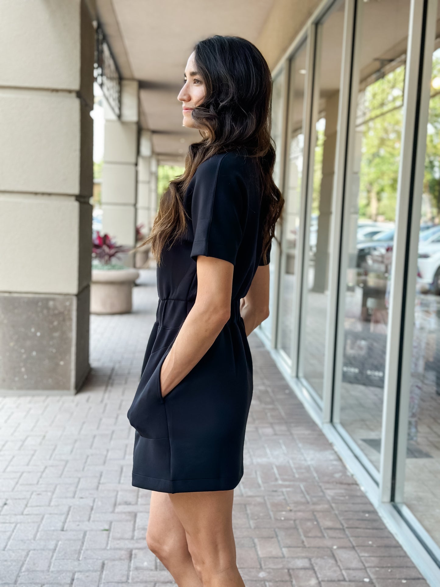 Spanx AirEssentials Cinched T-Shirt Dress-Very Black