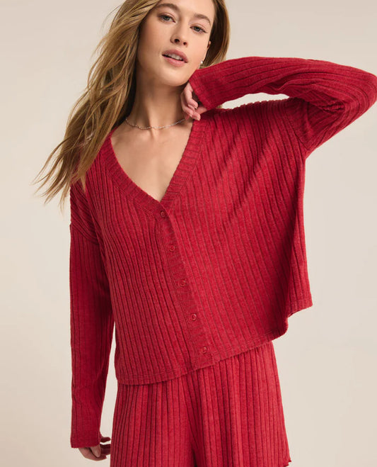 Z Supply Mara L/S Knit Cardigan- Haute Red