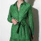 Greylin "Tabitha" Embroidered Cinched Waist Mini Dress-Retro Green