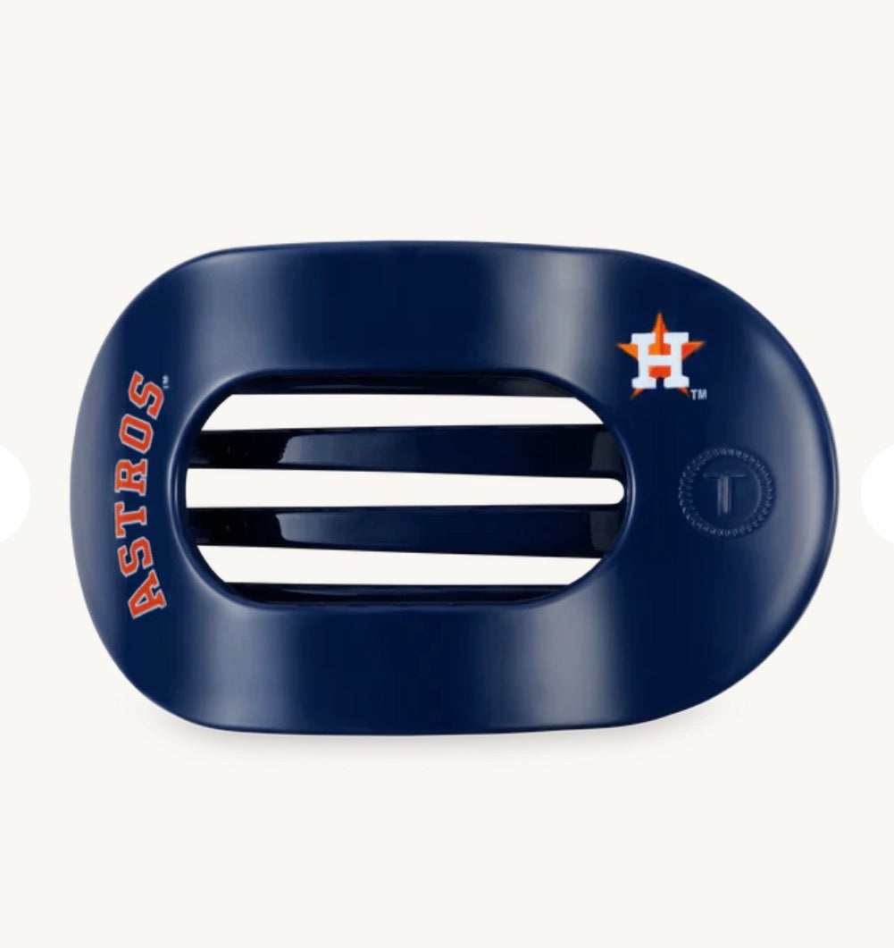 Teleties Medium Flat Round Hairclip- Houston Astros