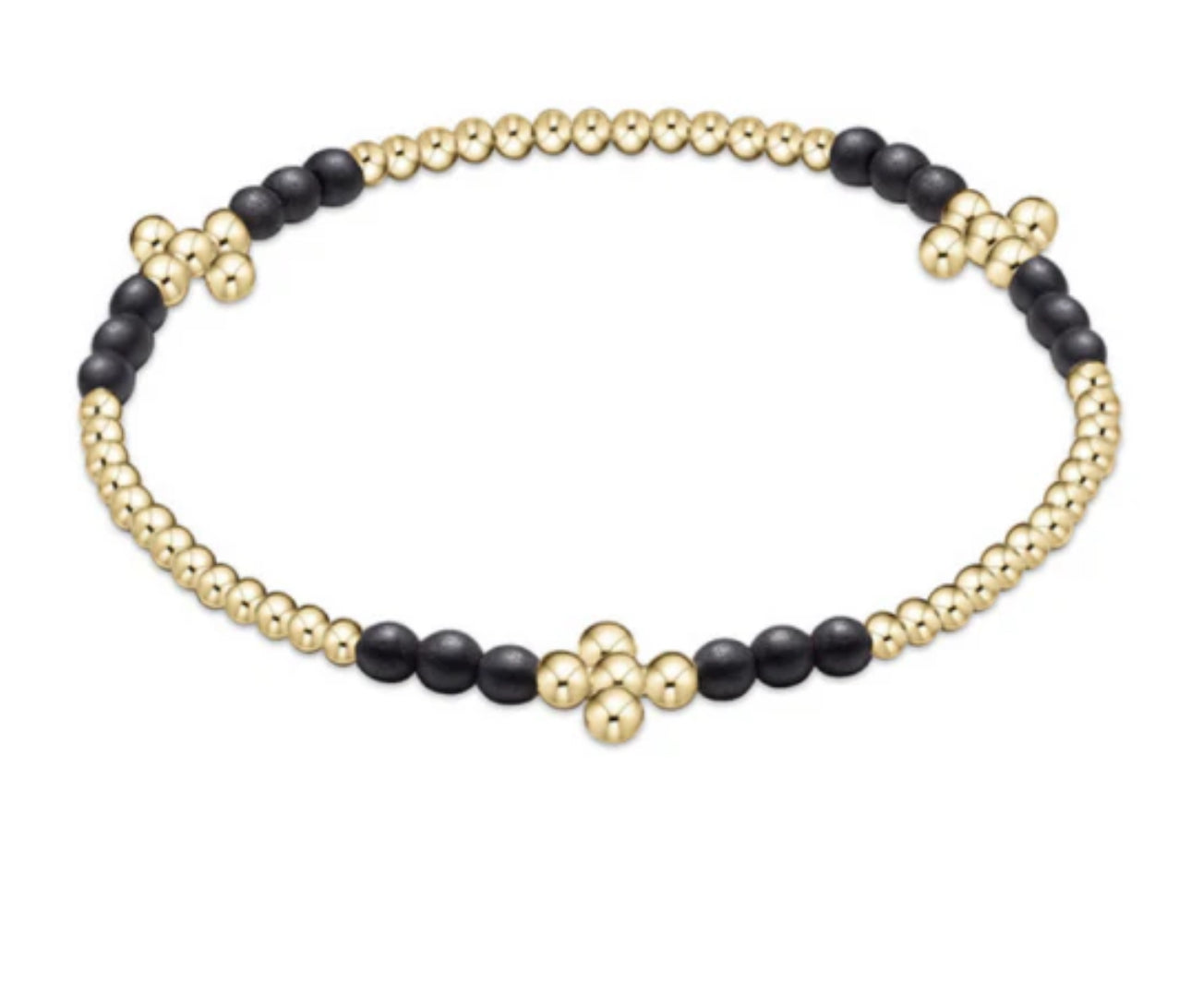 Enewton Signature Cross Gold “Bliss” Pattern 2.5mm Bead Bracelet-Hematite