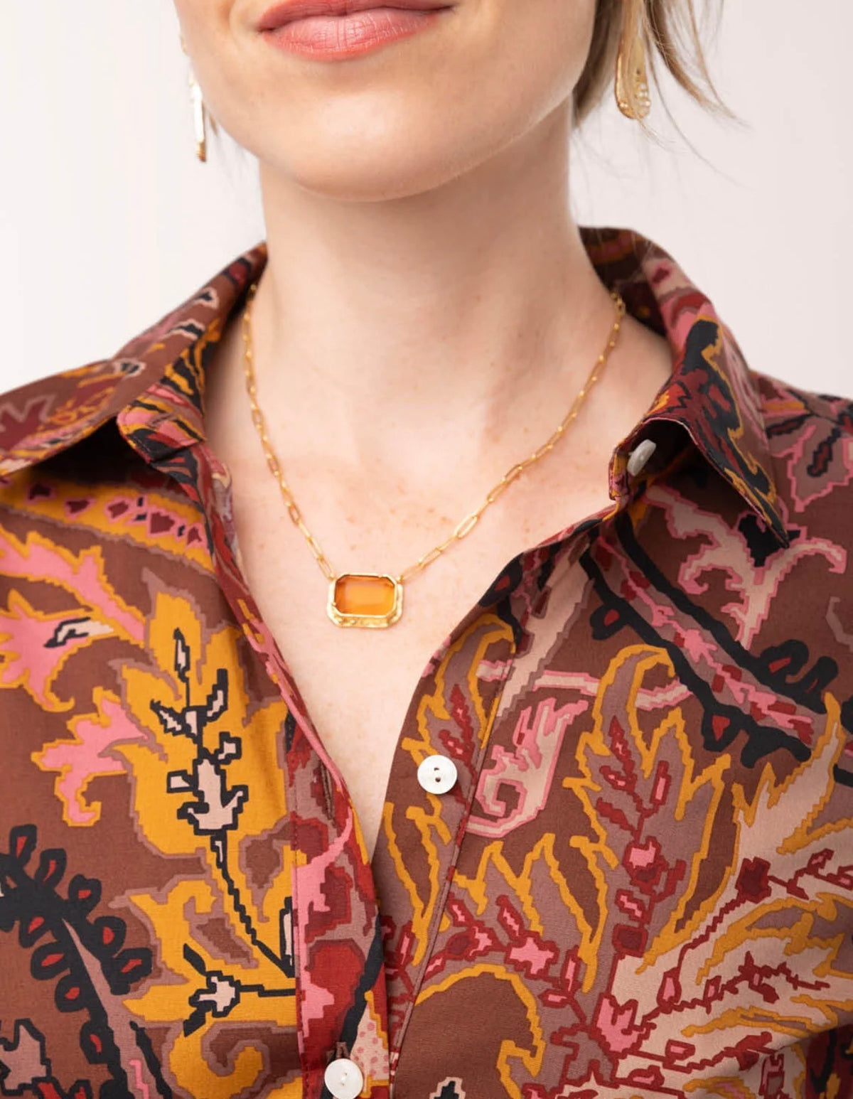 Spartina 449 "Denise" Shirt Dress-Paisley Brown