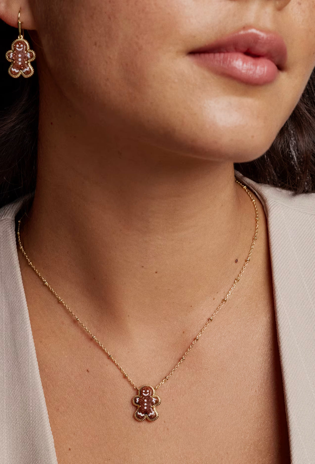 Kendra Scott Gingerbread Pendant Necklace-Gold Brown Goldstone