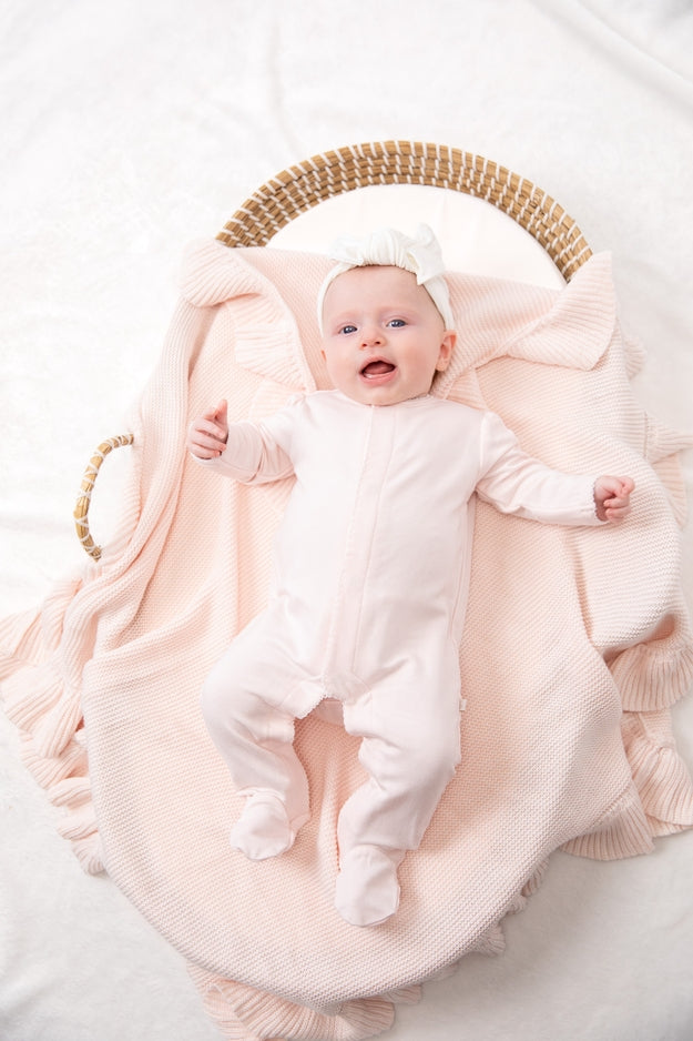 Bei Bei Ruffle Knit Blanket- Petal Pink