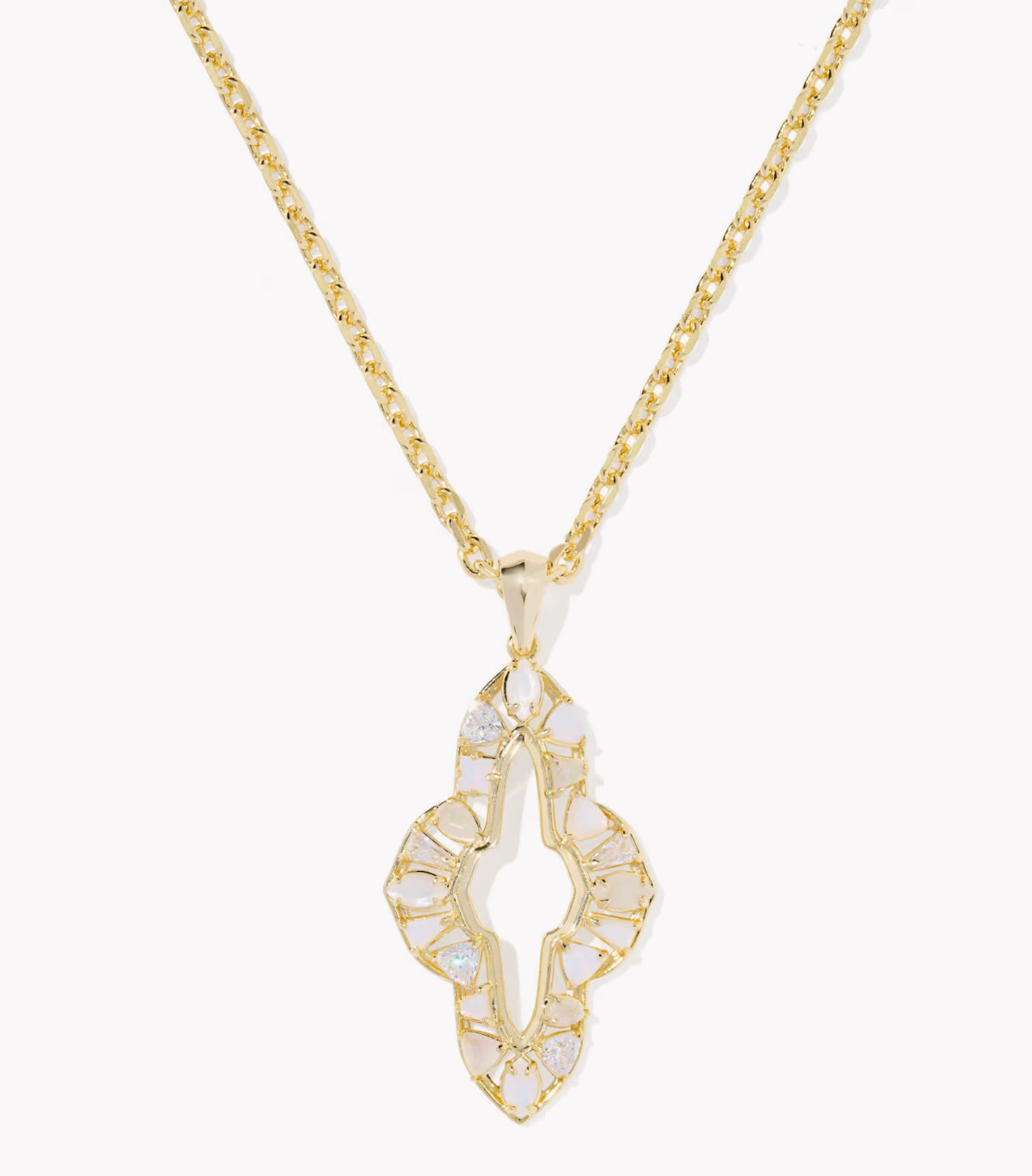 Kendra Scott Abbie Crystal Long Pendant Necklace-Gold Neutral Mix