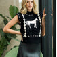 THML "Misty" Sleeveless Horse Knit Vest-Black