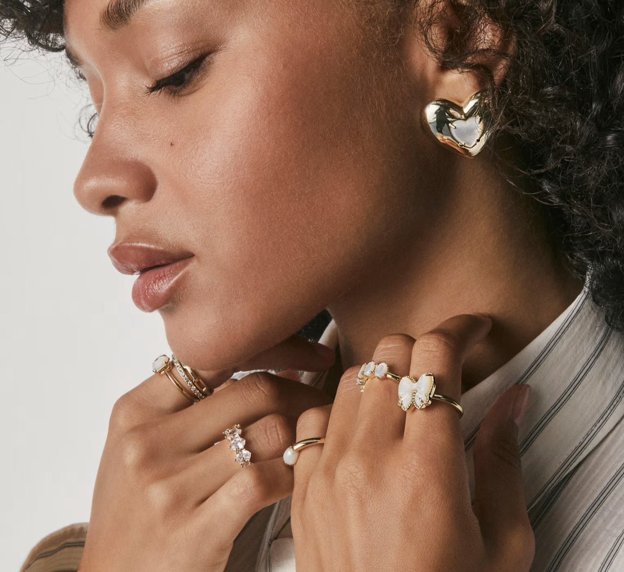 Kendra Scott Sasha Heart Stud-Gold Freshwater Cultured Pearl