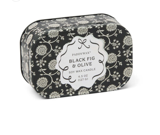 Paddywax Cherie Printed Tin - Black Fig & Olive