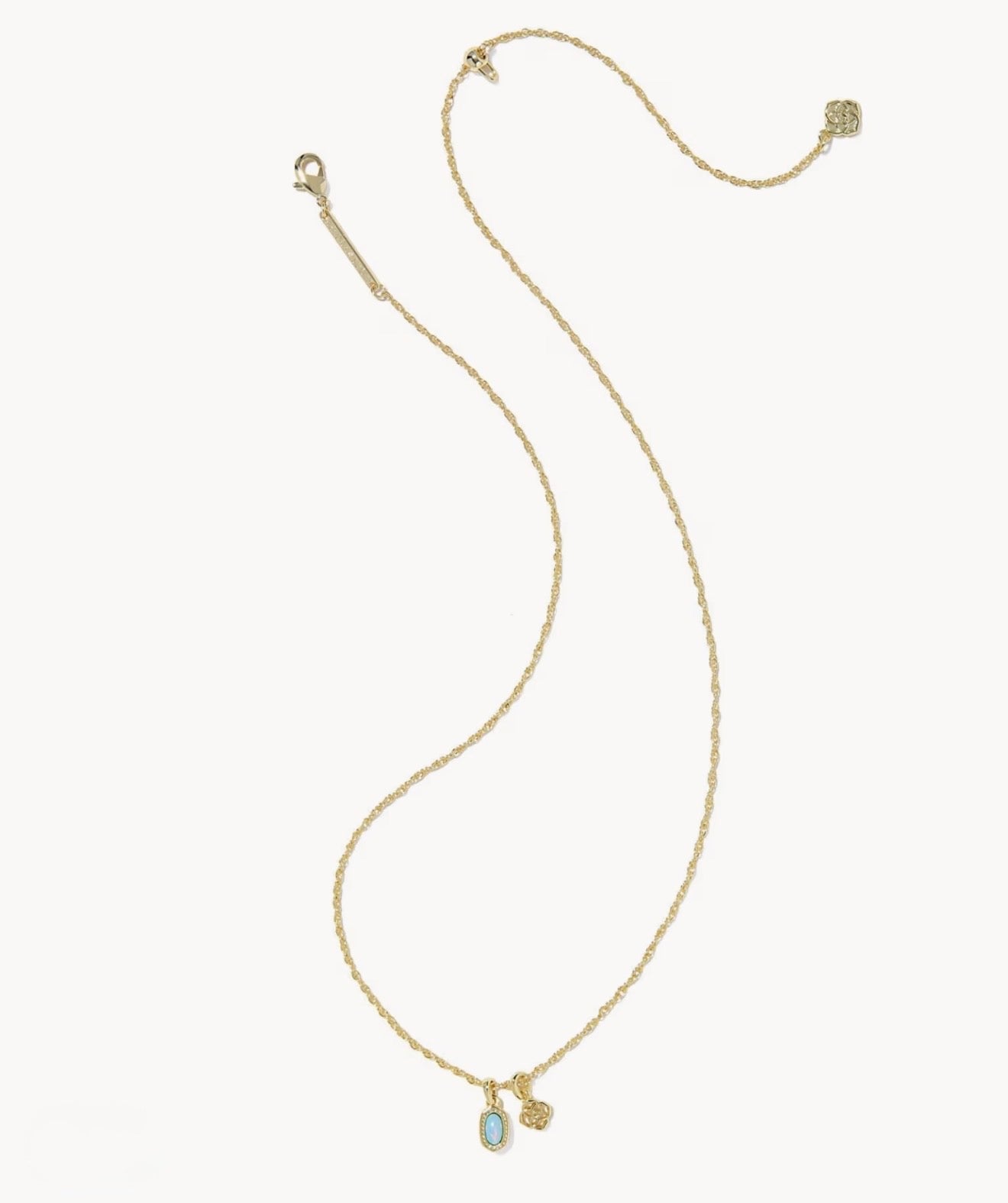 Kendra Scott Mini Elisa Dira Necklace-Gold/Lab Grown Blue Opal