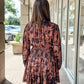 Elan “Mabry” Mini Dress - Brown Foliage