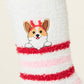 PJ Salvage Cozy Corgi Crew Socks-Peace & Pawlidays