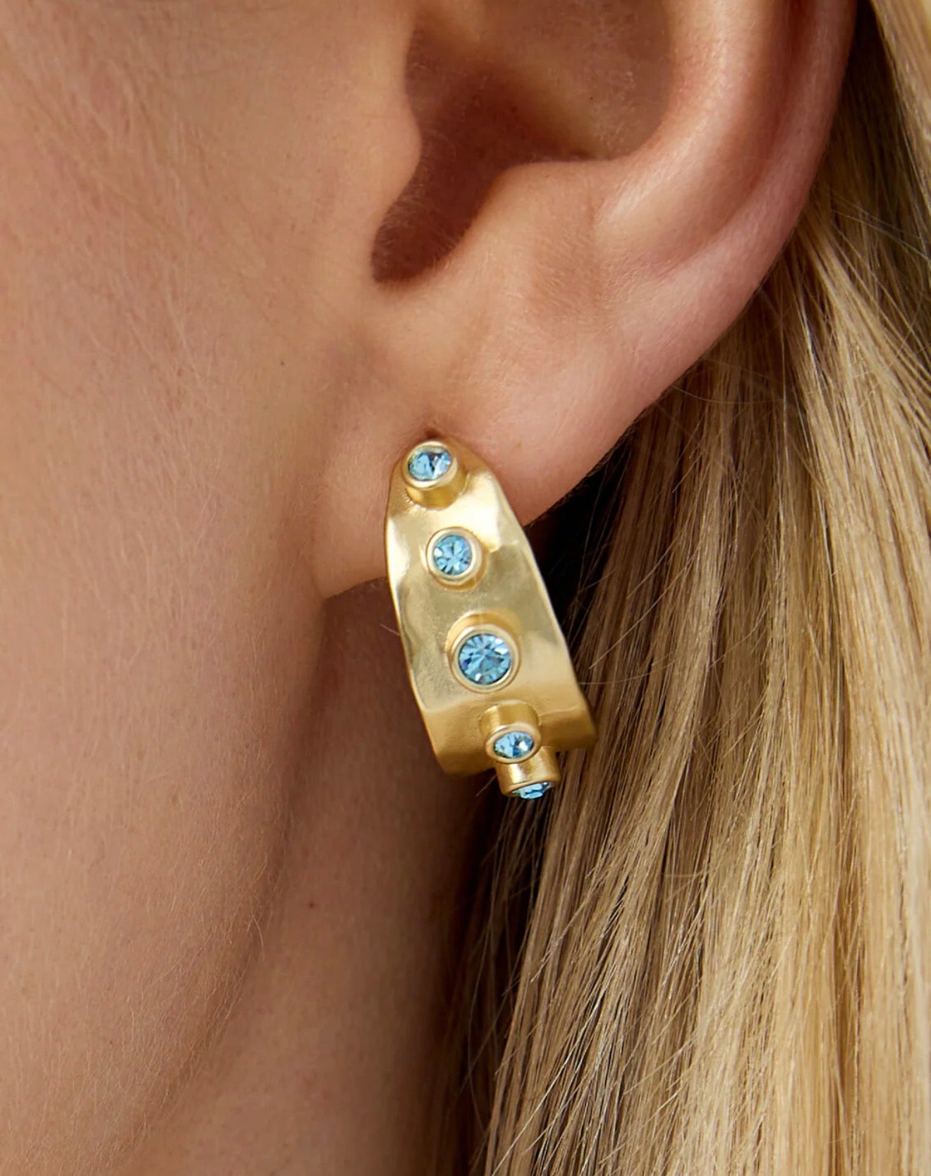 Spartina 449 Estate Petite Hoop Earrings-Blue