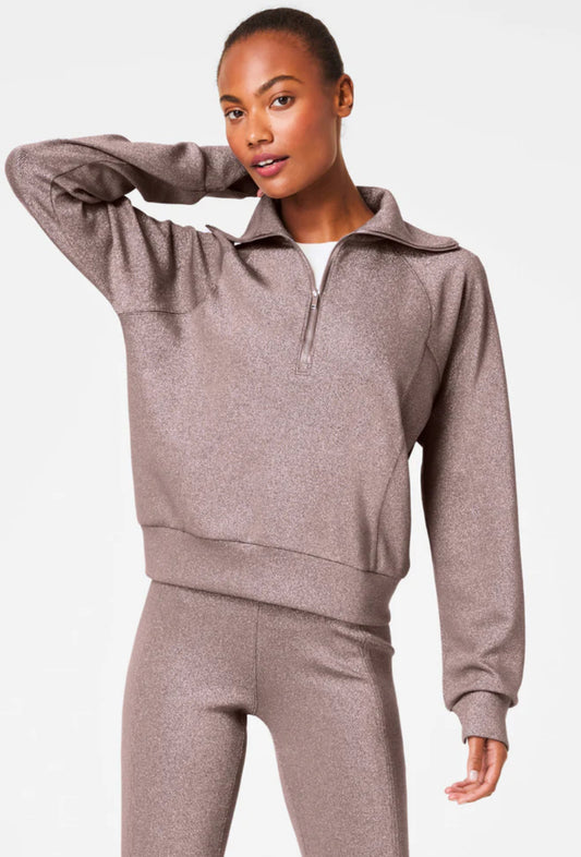 Spanx AirEssentials Half Zip-Smoke Silver