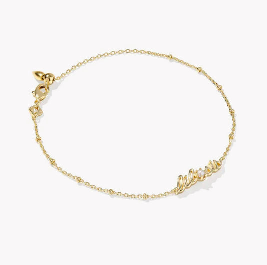 Kendra Scott Lil Sis Delicate Chain Bracelet- Gold Freshwater Cultured Pearl