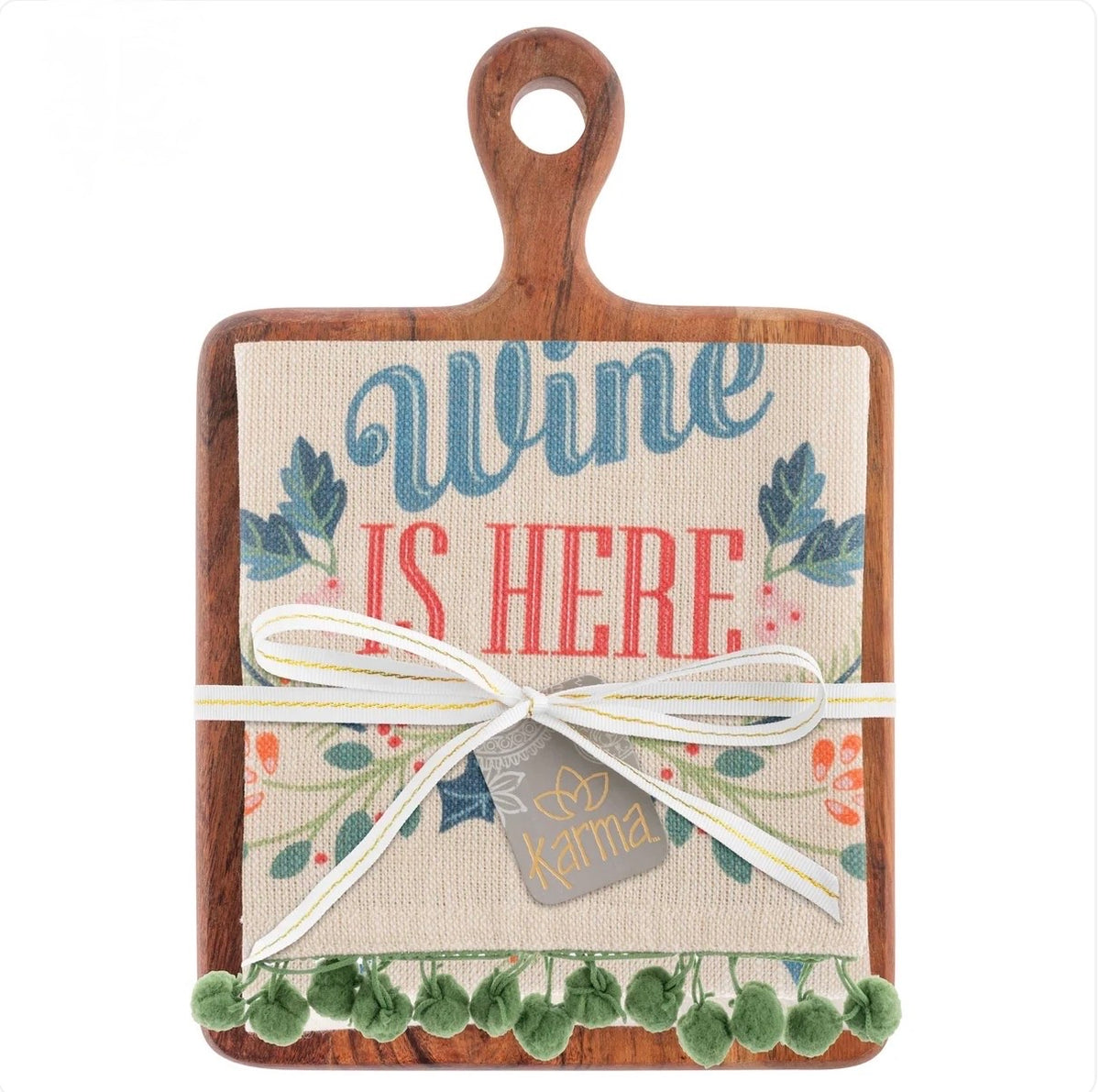 Holiday Cutting Board/Tea Towel Set- Wine is Here