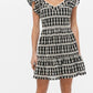 Greylin "Katty" Embroidery Eyelet Flutter Sleeve Dress- Black