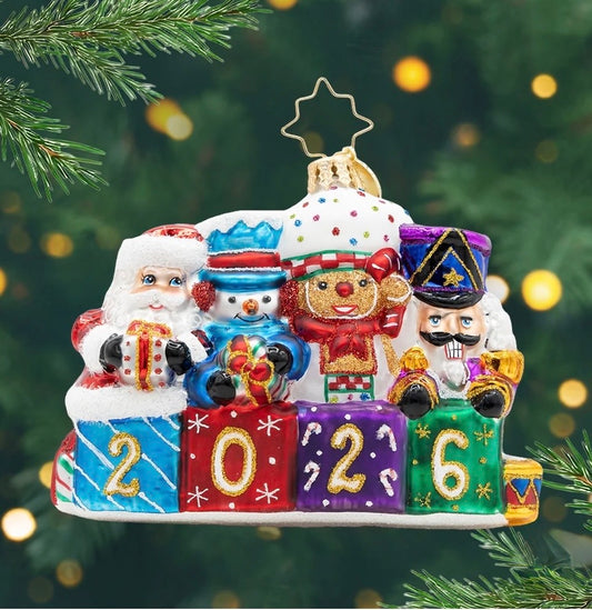 Christopher Radko Ornament-Stacking Up the Cheer Gem