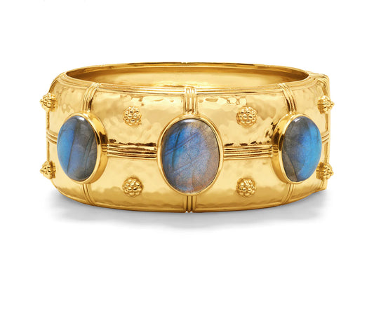 Capucine de Wulf “Cleopatra” Grande Hinged Bangle-Gold/Blue Labradorite