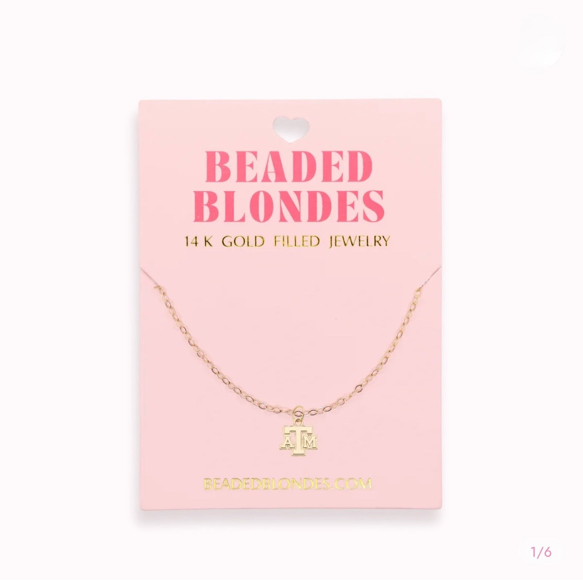 Beaded Blondes "Texas A&M" Charm Necklace-Gold